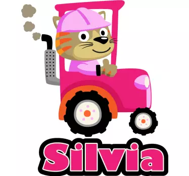 Nálepka pre deti roztomilý mačací traktor - Tenstickers