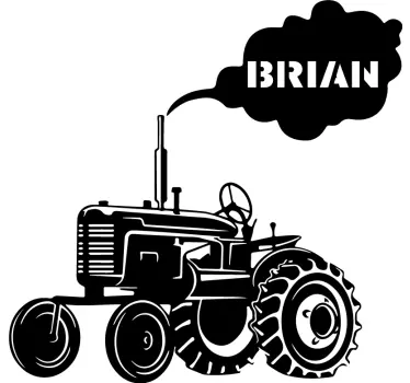 Silueta traktor s vlastným menom obtlačok hračky - Tenstickers