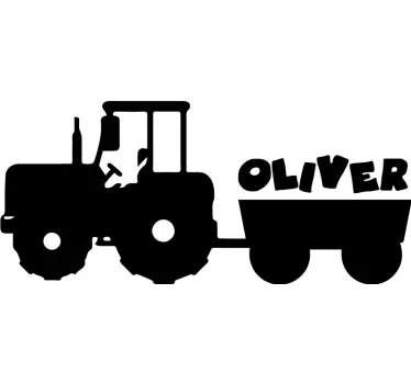 Nálepka pre deti s vlastným menom traktor - Tenstickers