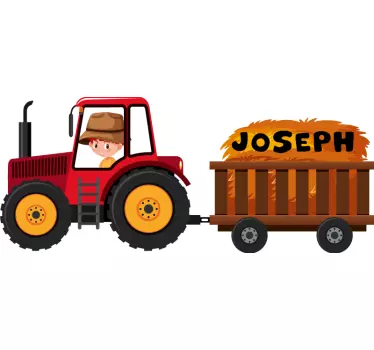 červený traktor s obtlačkom hračky menom chlapec - Tenstickers