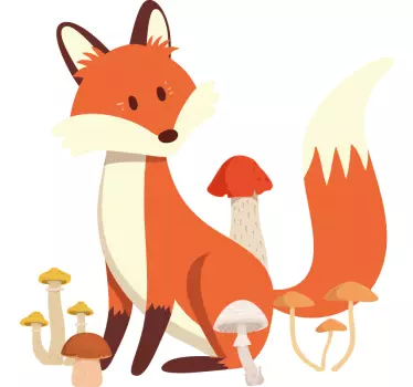 Líška s hubami ilustračné nástenné umenie - Tenstickers