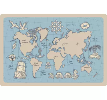 Ručne nakreslený vintage mapa sveta notebook obtlačok - Tenstickers