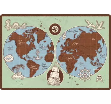 Plochý dizajn vinobranie mapa sveta samolepka na notebook - Tenstickers
