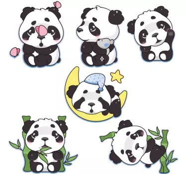 Nálepka pre deti s roztomilými pandami - Tenstickers