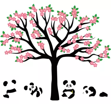 Jarný strom s nálepkou divokých zvierat pandy - Tenstickers