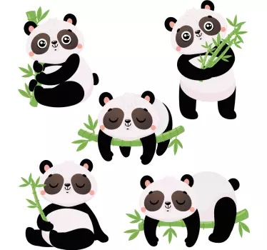 Detské pandy s nálepkou divokých zvierat z bambusu - Tenstickers