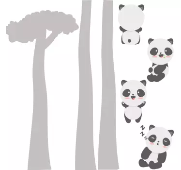 Nálepka pre deti s roztomilými pandí grafikami - Tenstickers