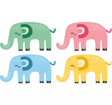 Nálepka pre deti hravé farebné slony - Tenstickers