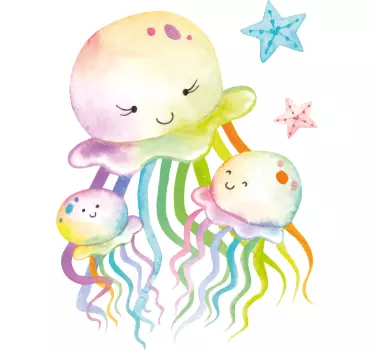 Nálepka pre deti roztomilá rodina medúz - Tenstickers