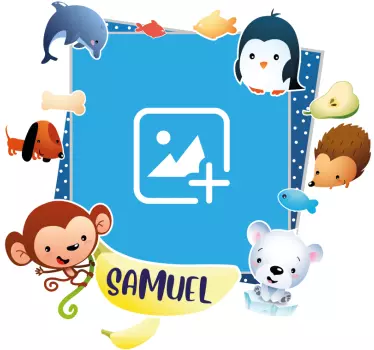 Nálepka pre deti hravý zvierací rámček - Tenstickers