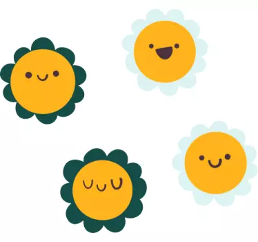 Nálepka pre deti Šťastné kvetinové postavičky - Tenstickers