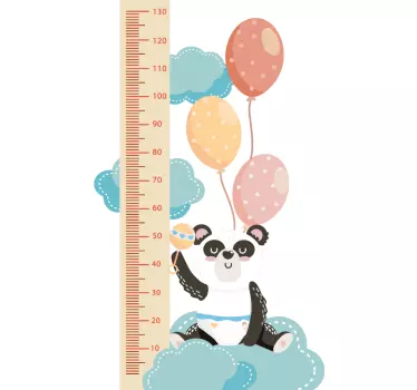 Nálepka s výškovou tabuľkou hravá panda rastu - Tenstickers