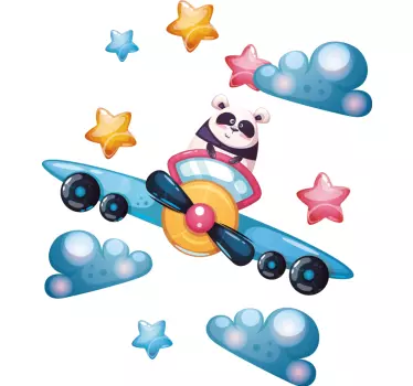 Nálepka pre deti hravý panda pilot - Tenstickers