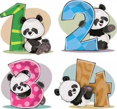 Nálepka pre deti roztomilé čísla pandy - Tenstickers