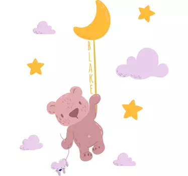 Nálepka pre deti roztomilý medvedík s balónom - Tenstickers