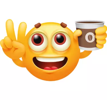 Nalepky na stenu zvieratá s veselým emoji s nápojom - Tenstickers
