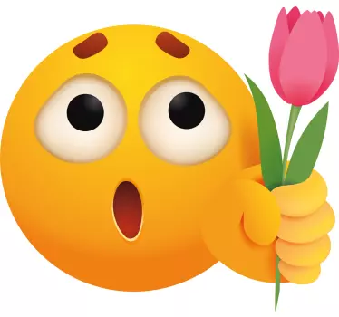 Nalépka prekvapeného emoji s kvetom - Tenstickers