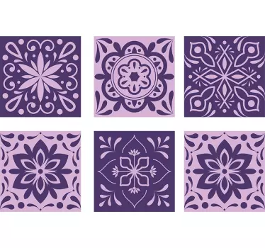 Fialové kvetinové dlaždice prenos - Tenstickers