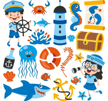 Nálepka pre deti návrh námorného dobrodružstva - Tenstickers