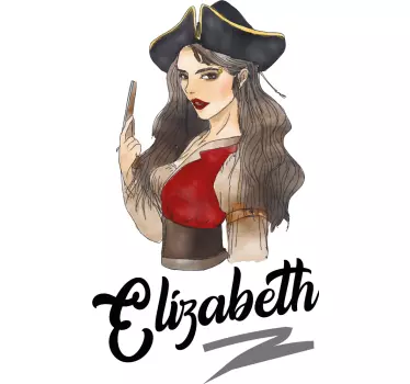 Nálepka pre deti s pirátskou dievčatkom ilustráciou - Tenstickers