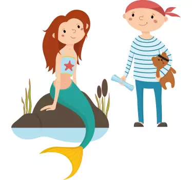 Nálepka pre deti morská víla a pirát - Tenstickers
