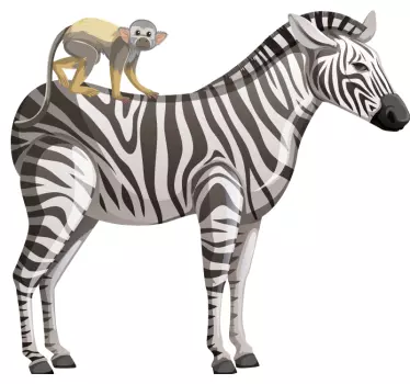 Nálepka pre deti zebra s opičkou - Tenstickers