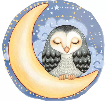 Nálepka pre deti spiaca sova na mesiaci - Tenstickers