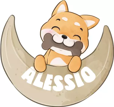 Nálepka pre deti Šťastný šteniatko s kosťou - Tenstickers