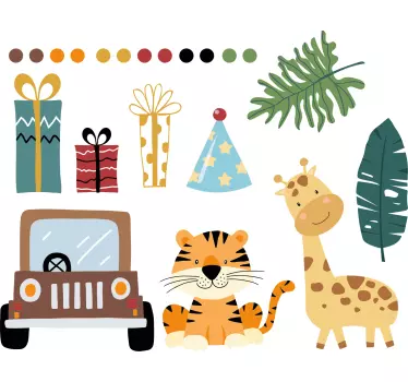 Nálepka pre deti hravá scéna zo safari - Tenstickers