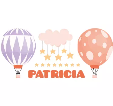 Nálepka pre deti farebné balóny s menom - Tenstickers