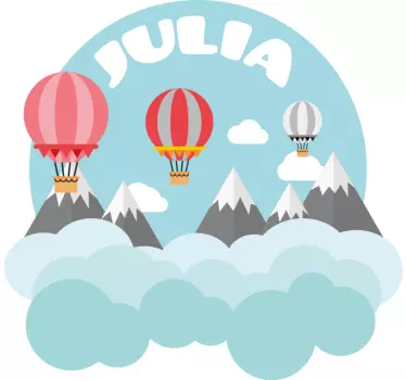 Nálepka pre deti hory a balón s menom - Tenstickers