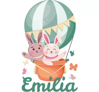 Nálepka pre deti zajačiky na mieru v balónoch - Tenstickers