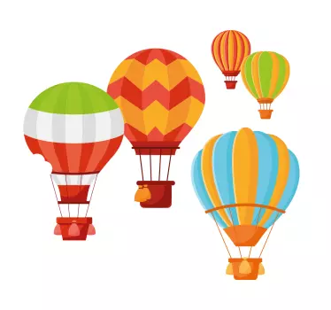 Farebné balóny lietajúce na oblohe ilustračné nástenné umenie - Tenstickers