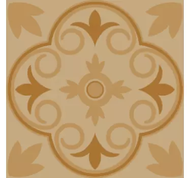 Béžový vintage kvetinový vzor dlaždíc prevod - Tenstickers