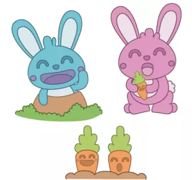 Nálepka pre deti Šťastné zajko postavičky - Tenstickers