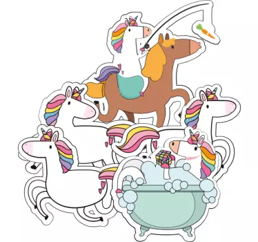 Nálepka pre deti farebná kolekcia jednorožcov - Tenstickers