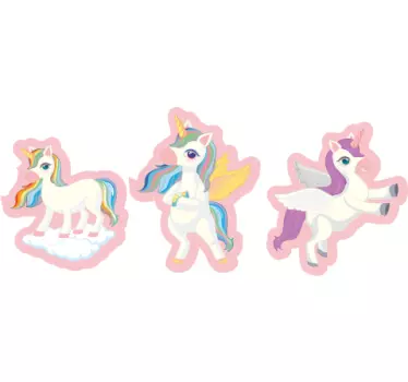 Nálepka pre deti hravé trio jednorožcov - Tenstickers