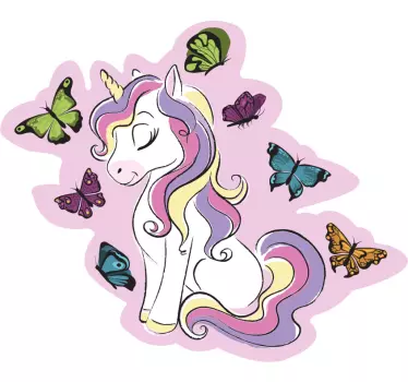 Nálepka pre deti jednorožec s motýlikmi - Tenstickers