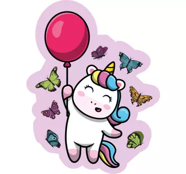 Nálepka pre deti hravý jednorožec s balónom - Tenstickers