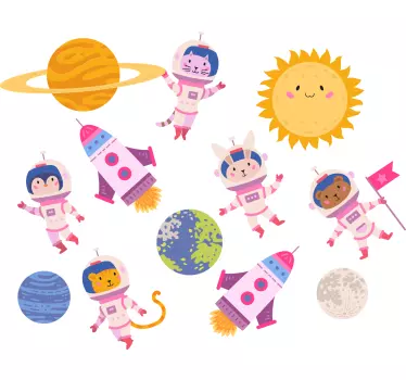 Vesmírna nálepka roztomilé dobrodružstvo astronautov - Tenstickers