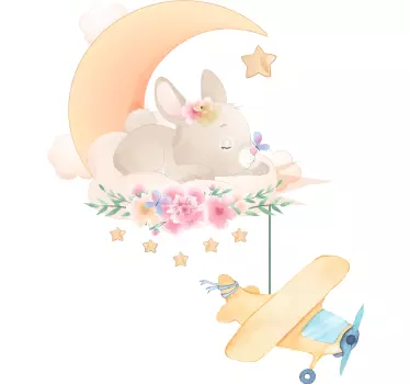 Nálepka pre deti spiaci zajačik oblak - Tenstickers
