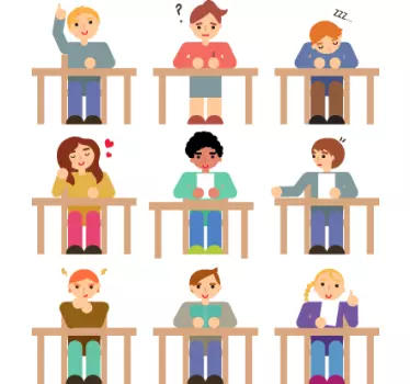 Nálepka pre deti výrazy postáv v triede - Tenstickers