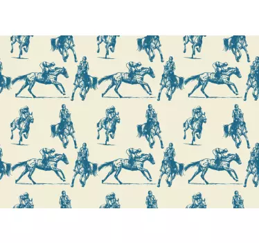 Obtisky na modro a béžový vzor koňa na nábytok - Tenstickers