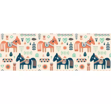 Nálepky na nábytok farebné etnické kone - Tenstickers