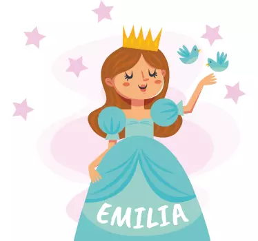 Nálepka pre deti modrá princezná s menom - Tenstickers