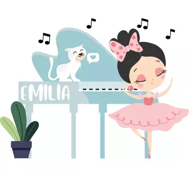 Nálepka pre deti baletné mačacie dievča s menom - Tenstickers