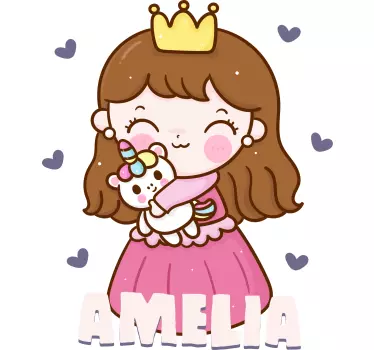 Nálepka pre deti vlastná ilustrácia princeznej - Tenstickers