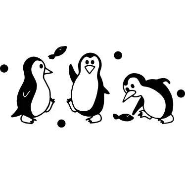 Nálepka pre deti hravá tučniaková rodinka - Tenstickers