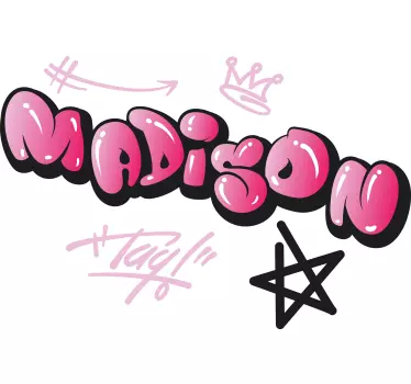 Nálepka pre deti ružové graffiti meno - Tenstickers