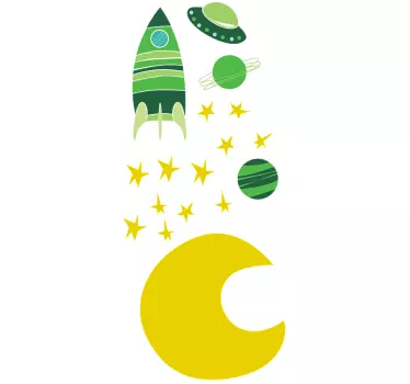 Vesmírna nálepka raketky a hviezdy - Tenstickers